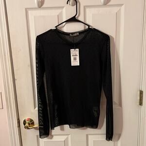 Stradivarius long sleeve black mesh t-shirt brand new with tags. Size Large.